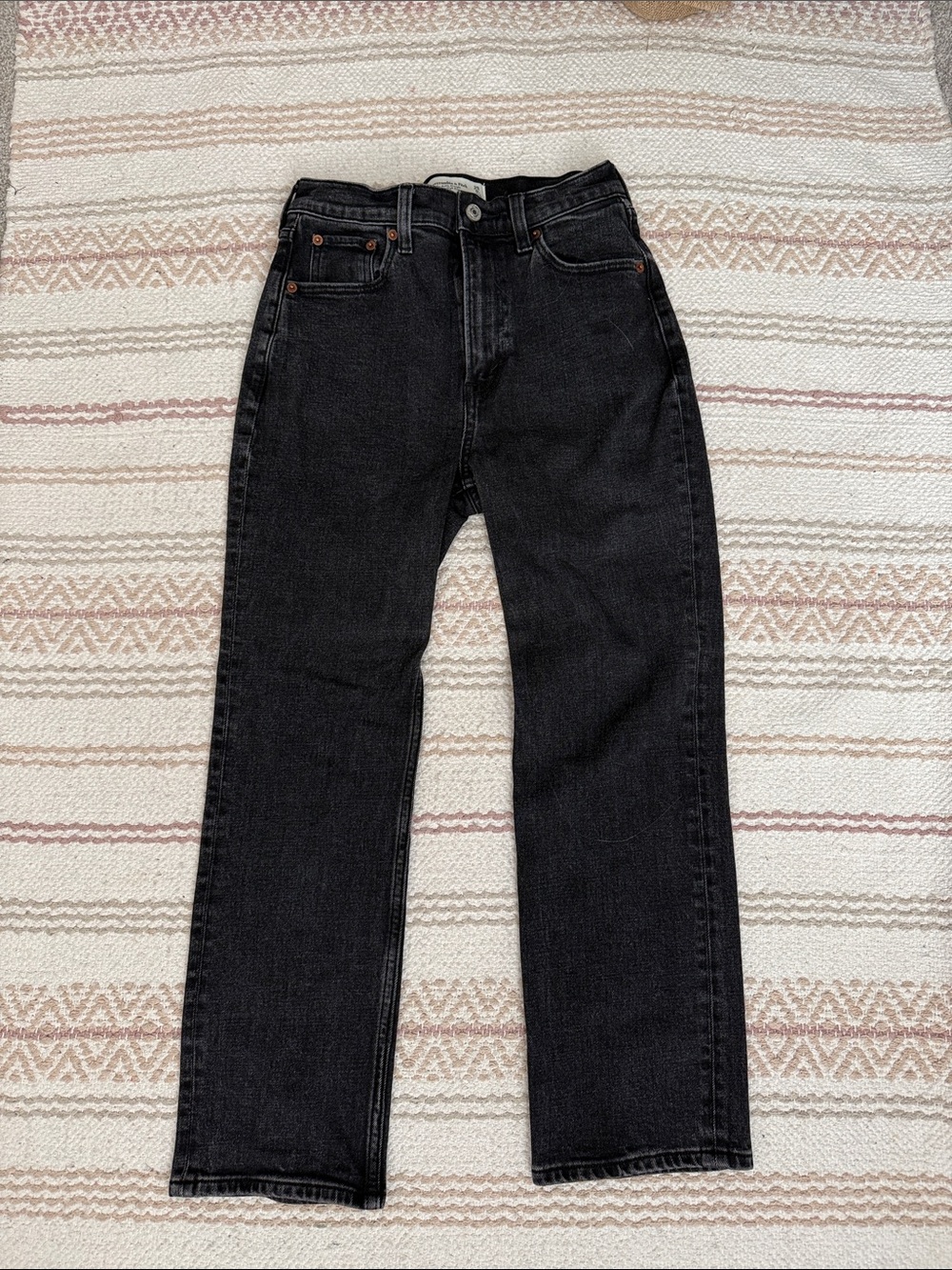 Abercrombie Ankle Straight Ultra High Rise Black Jeans